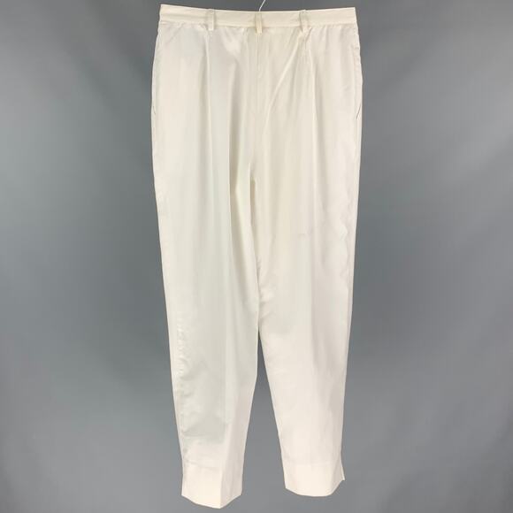 CHRISTIAN DIOR Size 31 White Pleated High Waisted Wide Leg Dress Pants - Picture 2 of 5